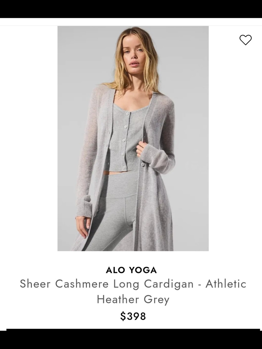 ALO Yoga Sheer Cashmere Long Cardigan - Heather Grey Xs